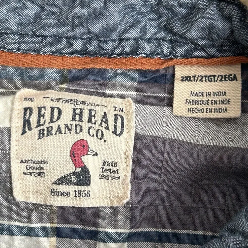 Red Head Flannel Shirt Mens Adult 2 XT Multicolor Plaid Button Up Long Sleeve - Picture 2 of 12